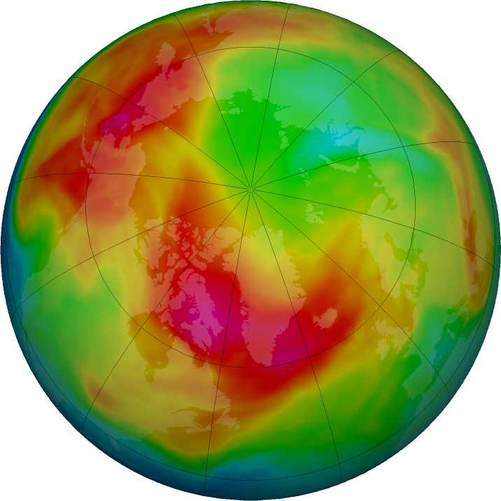 Arctic ozone map for 30 January 2024